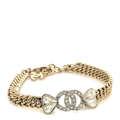 Chanel Crystal CC Heart Chain Bracelet Gold 1 of 6