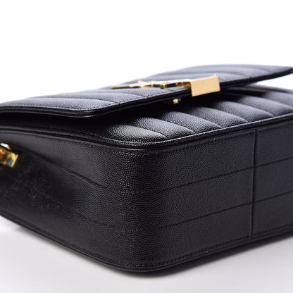 Saint Laurent Grain De Poudre Matelasse Monogram Medium Vicky Chain Bag Black 9 of 9