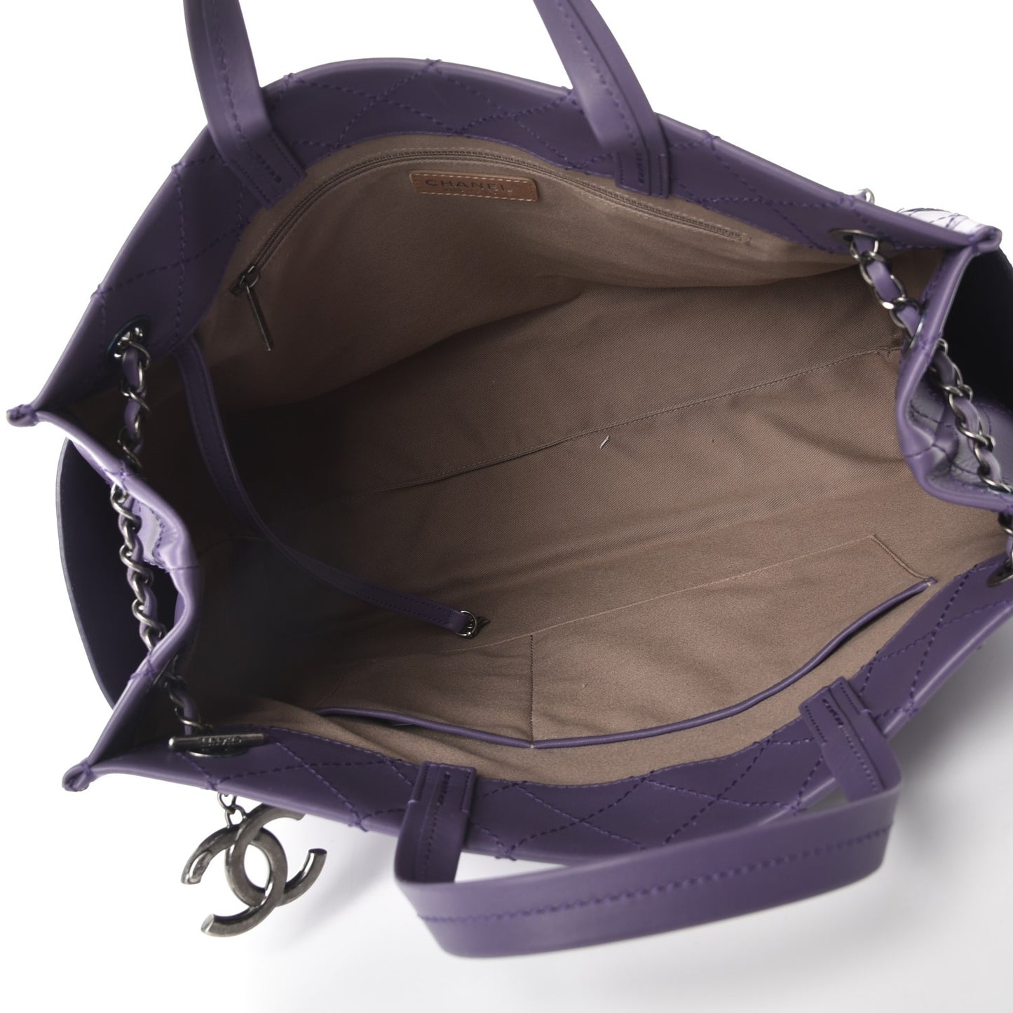 Calfskin CC Pocket Tote Purple