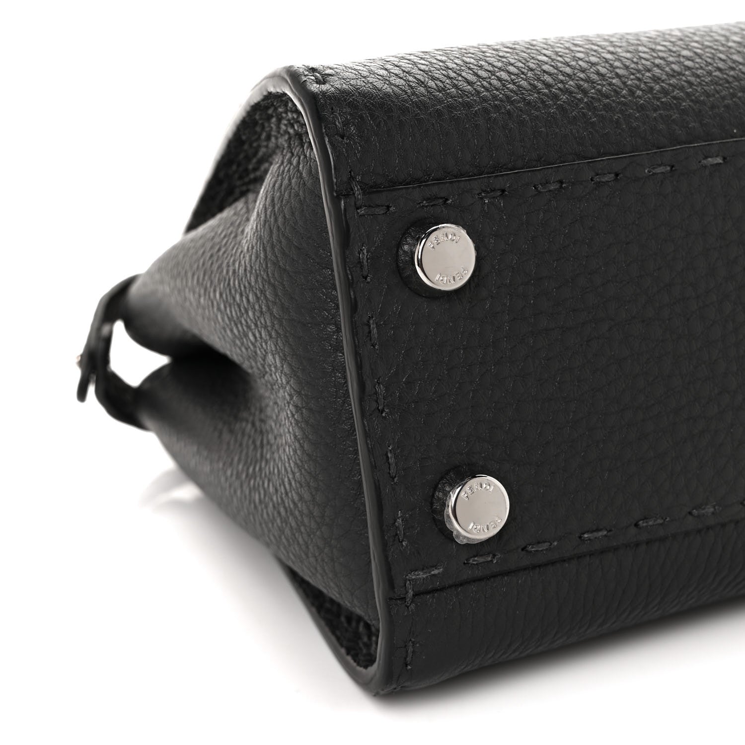 Fendi Cuoio Romano Selleria Bi-Color Mini Peekaboo Iconic Satchel Asfalto Latte 7 of 8