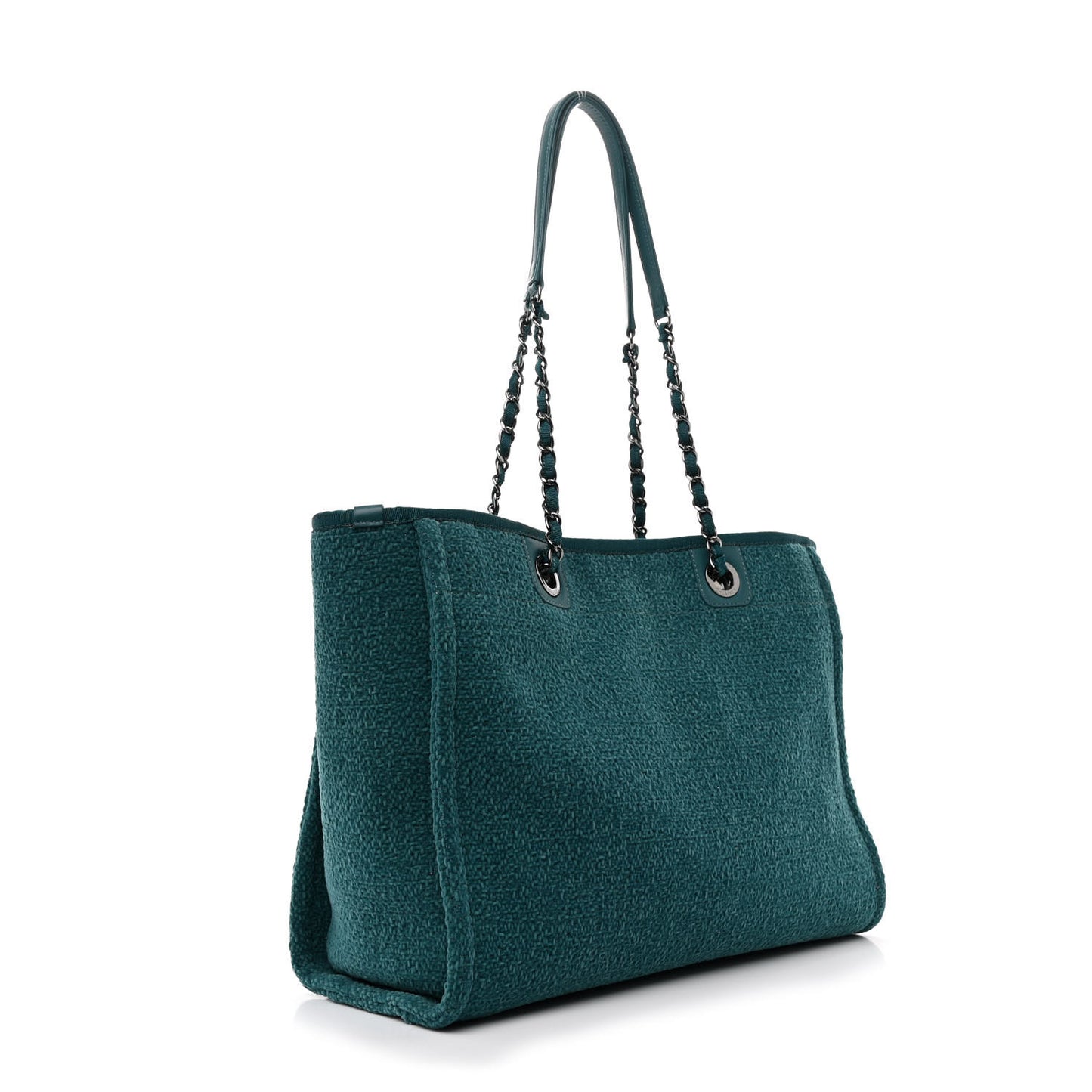 Lurex Boucle Small Deauville Tote Turquoise