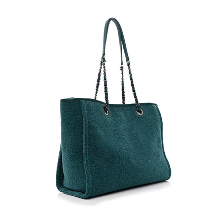Chanel Lurex Boucle Small Deauville Tote Turquoise 3 of 10