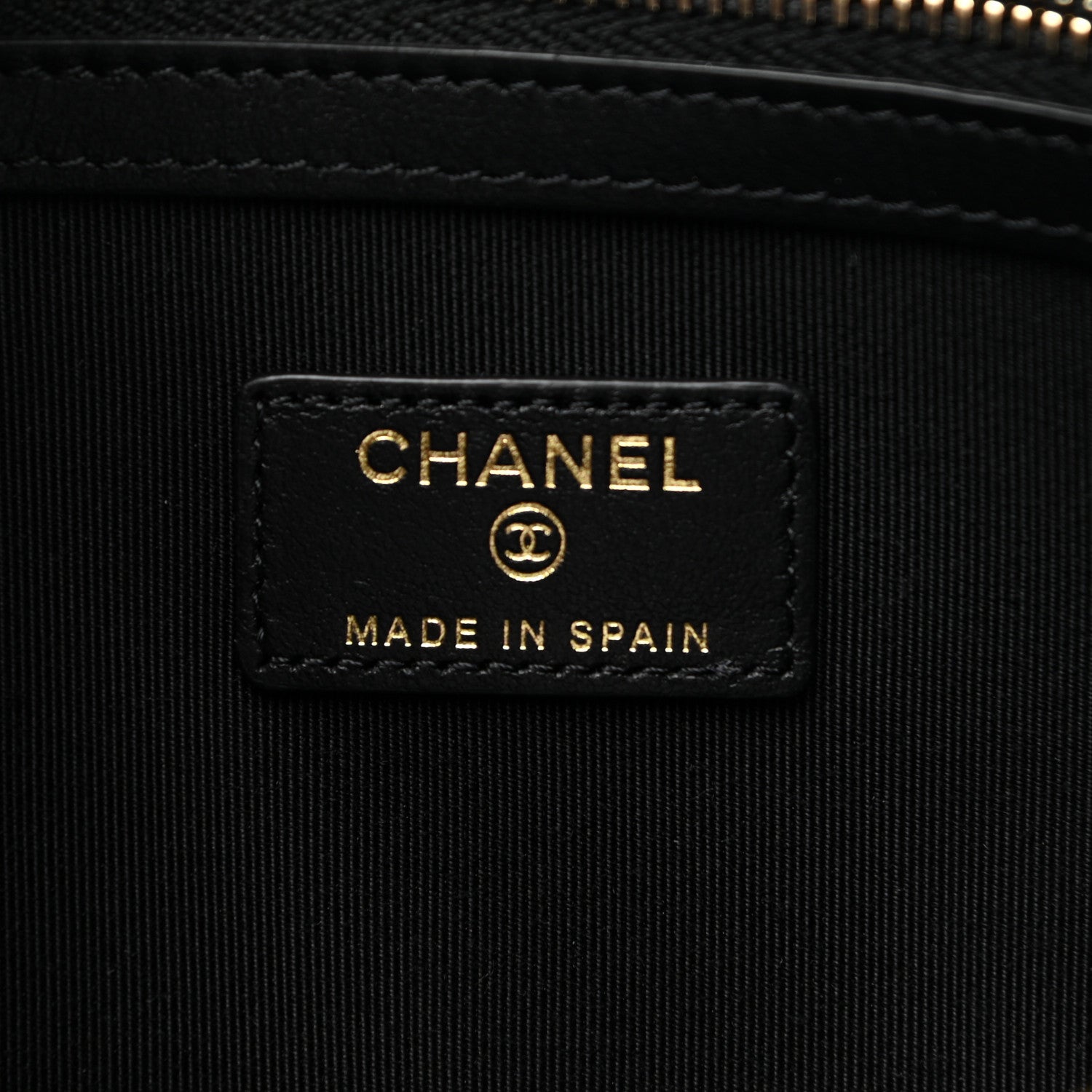 Chanel Lambskin Quilted Large Boy Zip Pouch Black 6 of 8