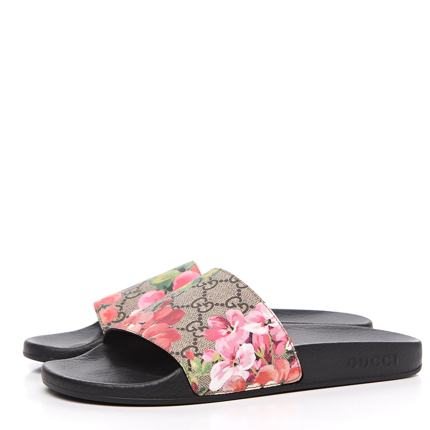 GG Supreme Monogram Blooms Slide Sandals 38 Beige Multicolor
