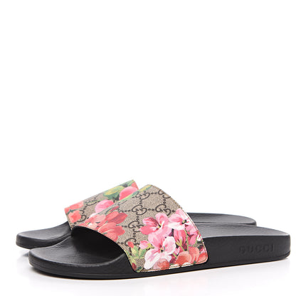 Gucci GG Supreme Monogram Blooms Slide Sandals 38 Beige Multicolor 3 of 7