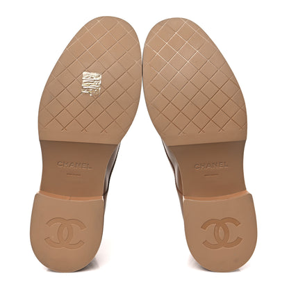 Chanel Calfskin Velvet CC Cap Toe Boots 40 Beige Black 5 of 9