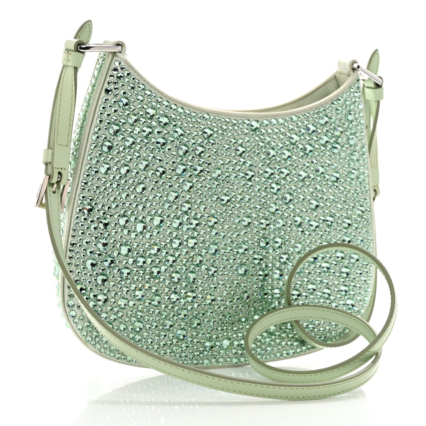 Satin Crystal Cleo Adjustable Strap Shoulder Bag Acqua