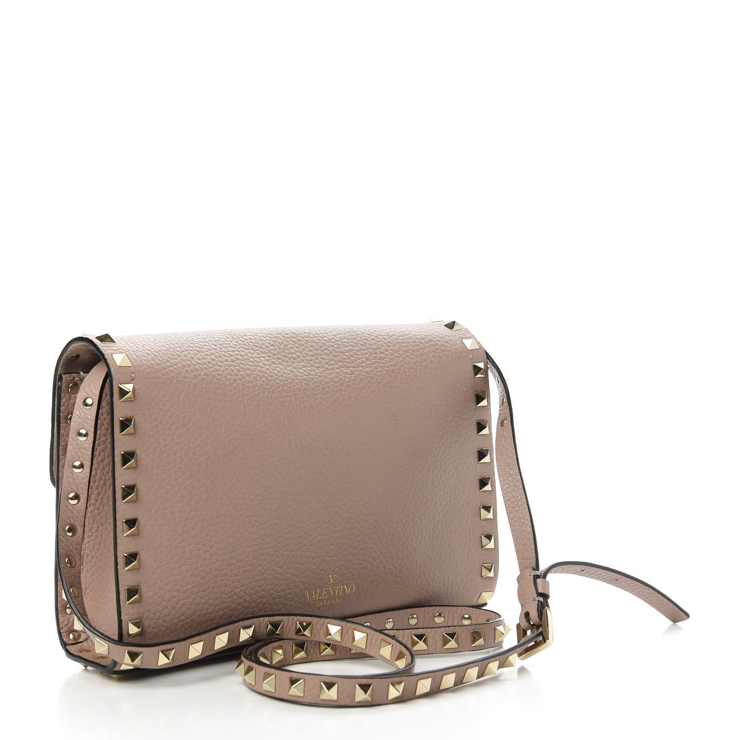 Valentino Garavani Pebbled Calfskin Medium Rockstud Flip Lock Crossbody Bag Poudre 3 of 9