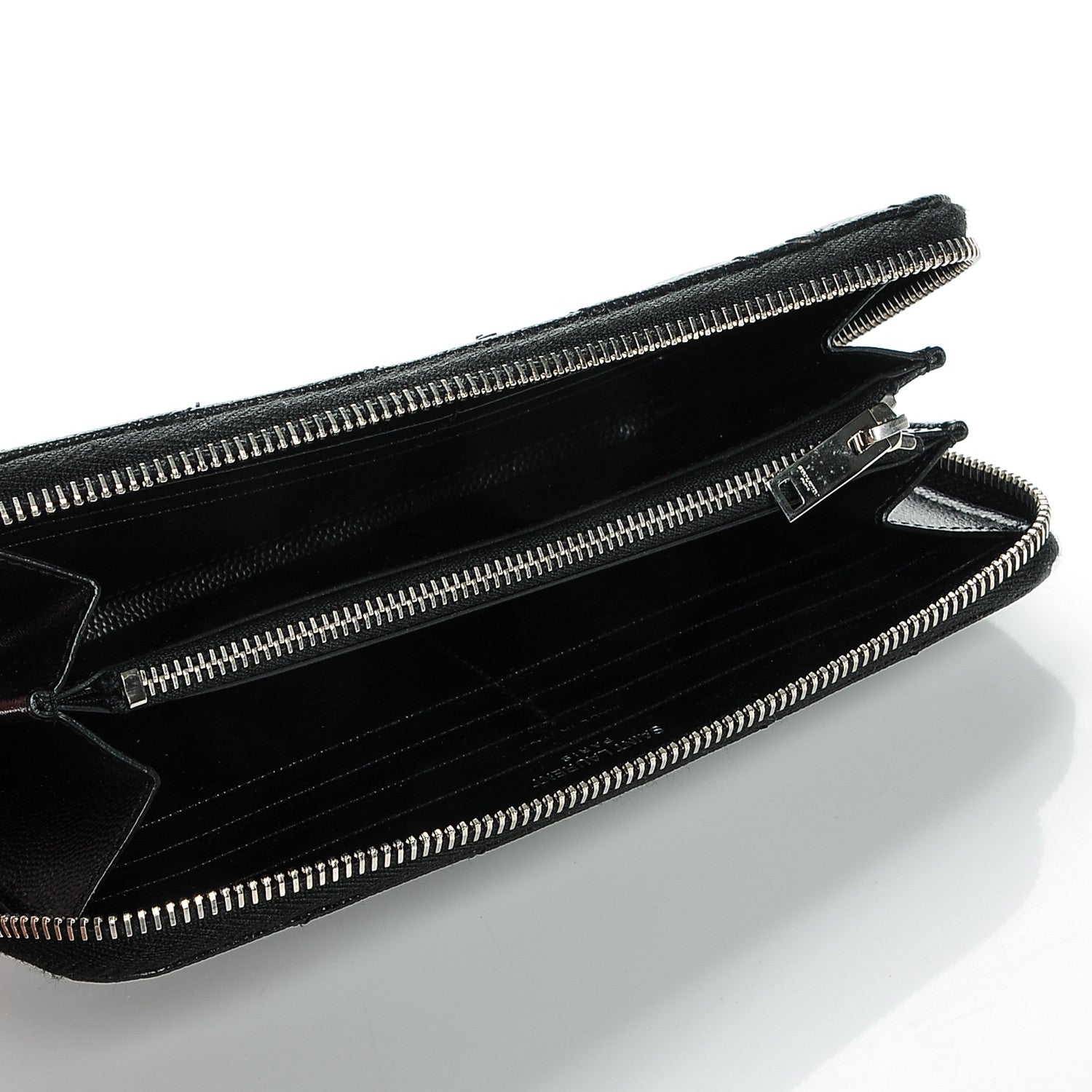 Saint Laurent Grain De Poudre Matelasse Chevron Monogram Zip Around Wallet Black 5 of 12