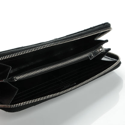 Saint Laurent Grain De Poudre Matelasse Chevron Monogram Zip Around Wallet Black 5 of 12