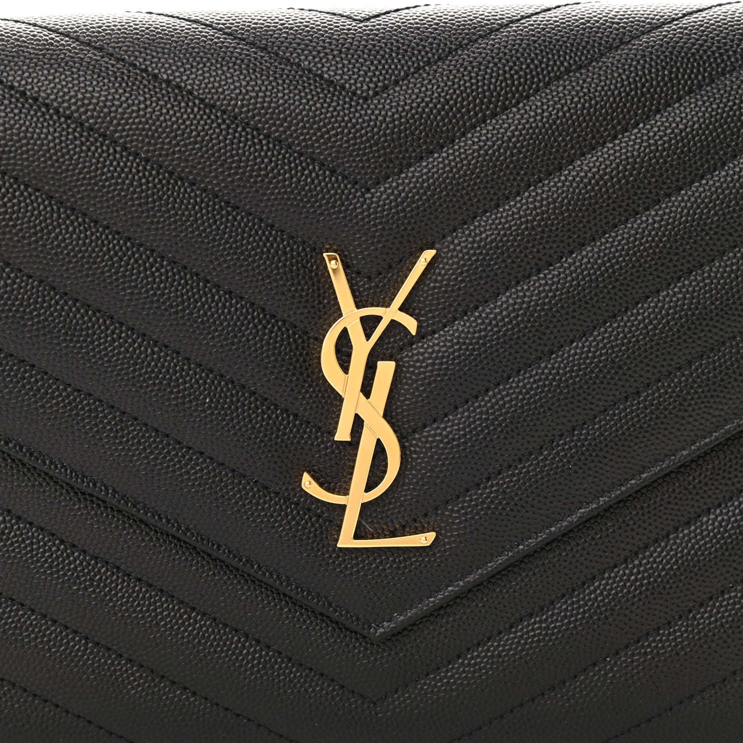 Saint Laurent Grain De Poudre Matelasse Chevron Monogram Envelope Clutch Black 8 of 11