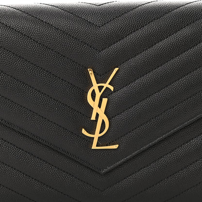 Saint Laurent Grain De Poudre Matelasse Chevron Monogram Envelope Clutch Black 8 of 11
