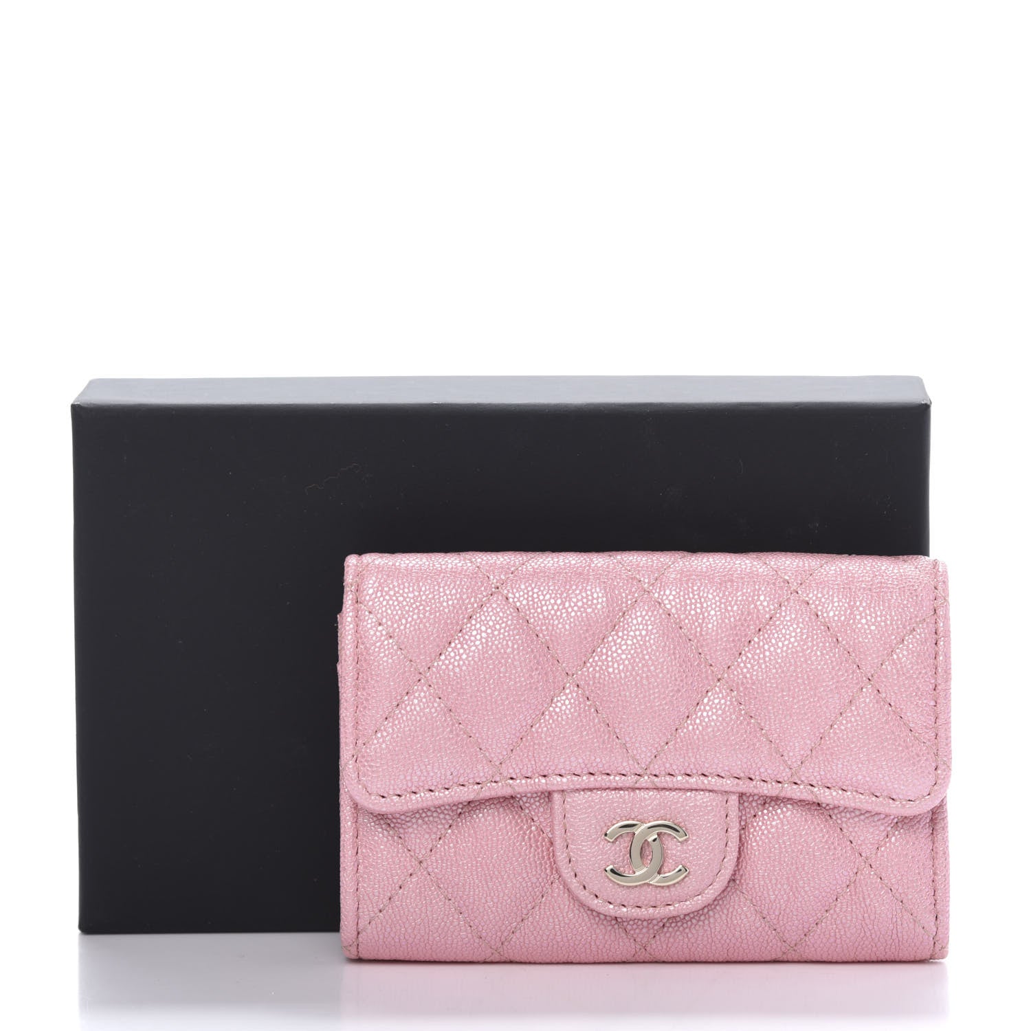 Chanel Iridescent Caviar Quilted Flap Card Holder Rose Pink 13 of 13