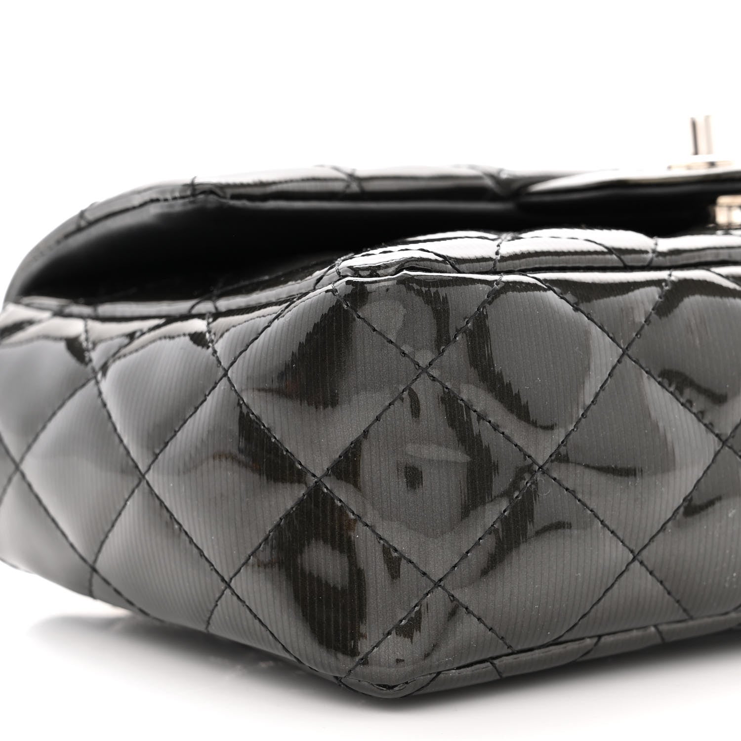 Chanel Striated Patent Quilted Mini Rectangular Flap Black 9 of 11