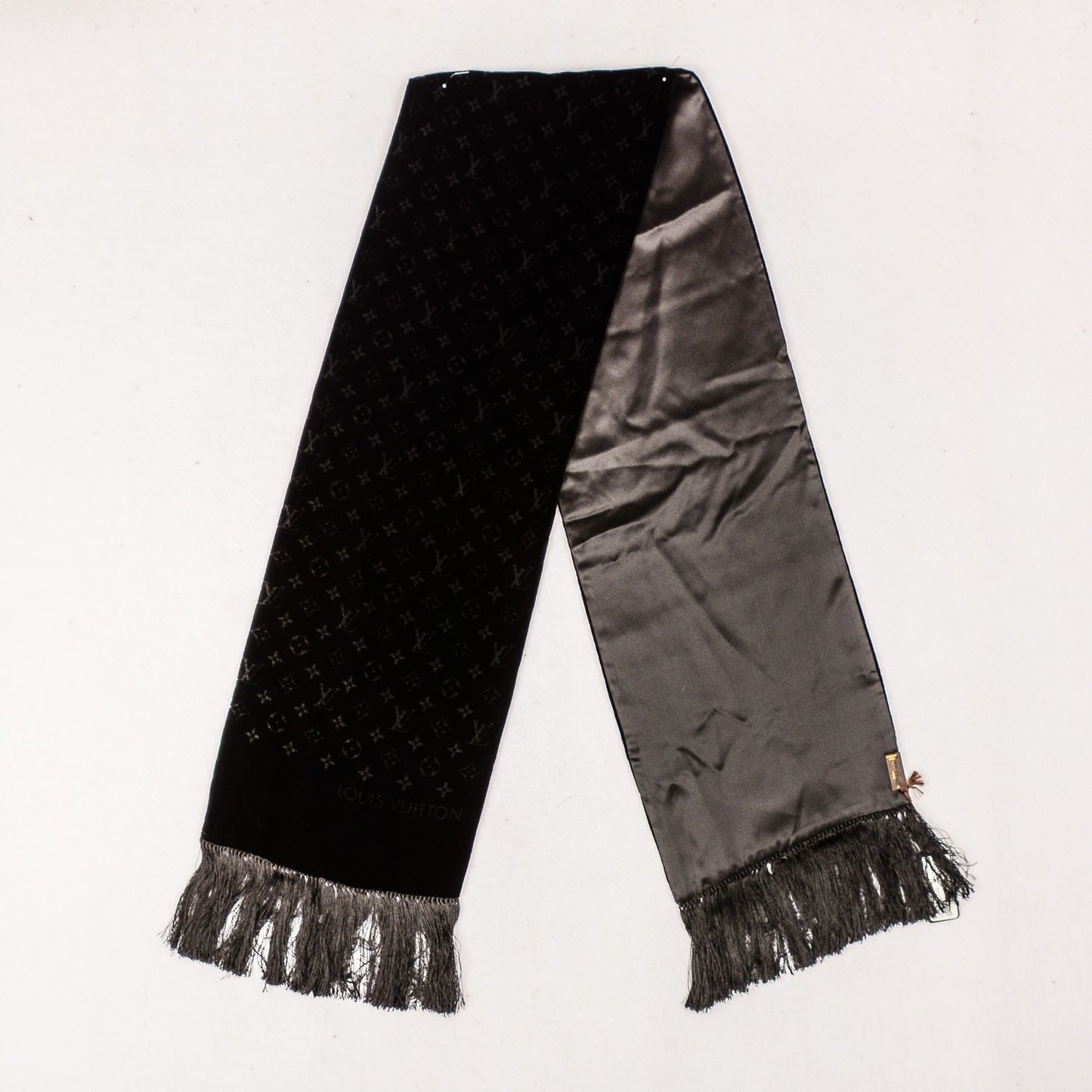 Monogram Velours Long Scarf Black
