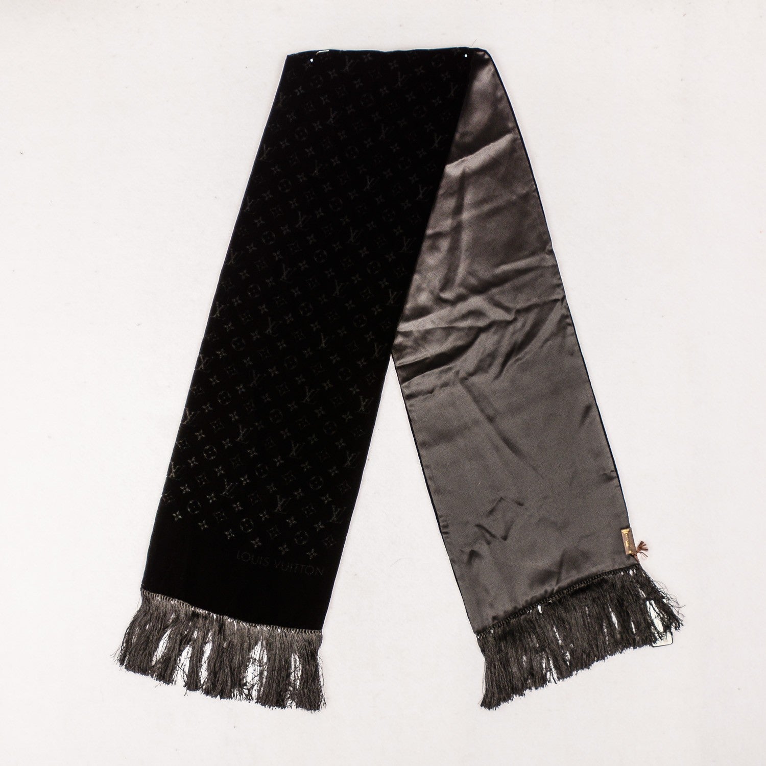 Louis Vuitton Monogram Velours Long Scarf Black 3 of 6