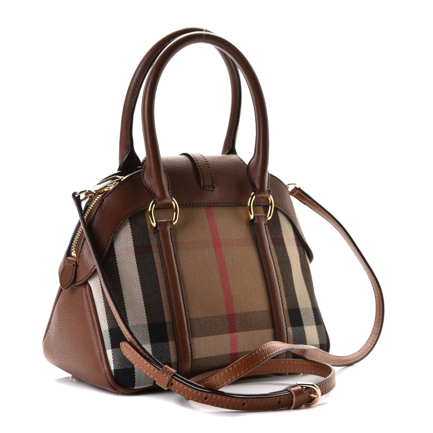 Burberry Derby Calfskin House Check Medium Milverton Satchel Tan 3 of 8