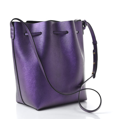 Mansur Gavriel Metallic Calfskin Bucket Bag Purple 3 of 9