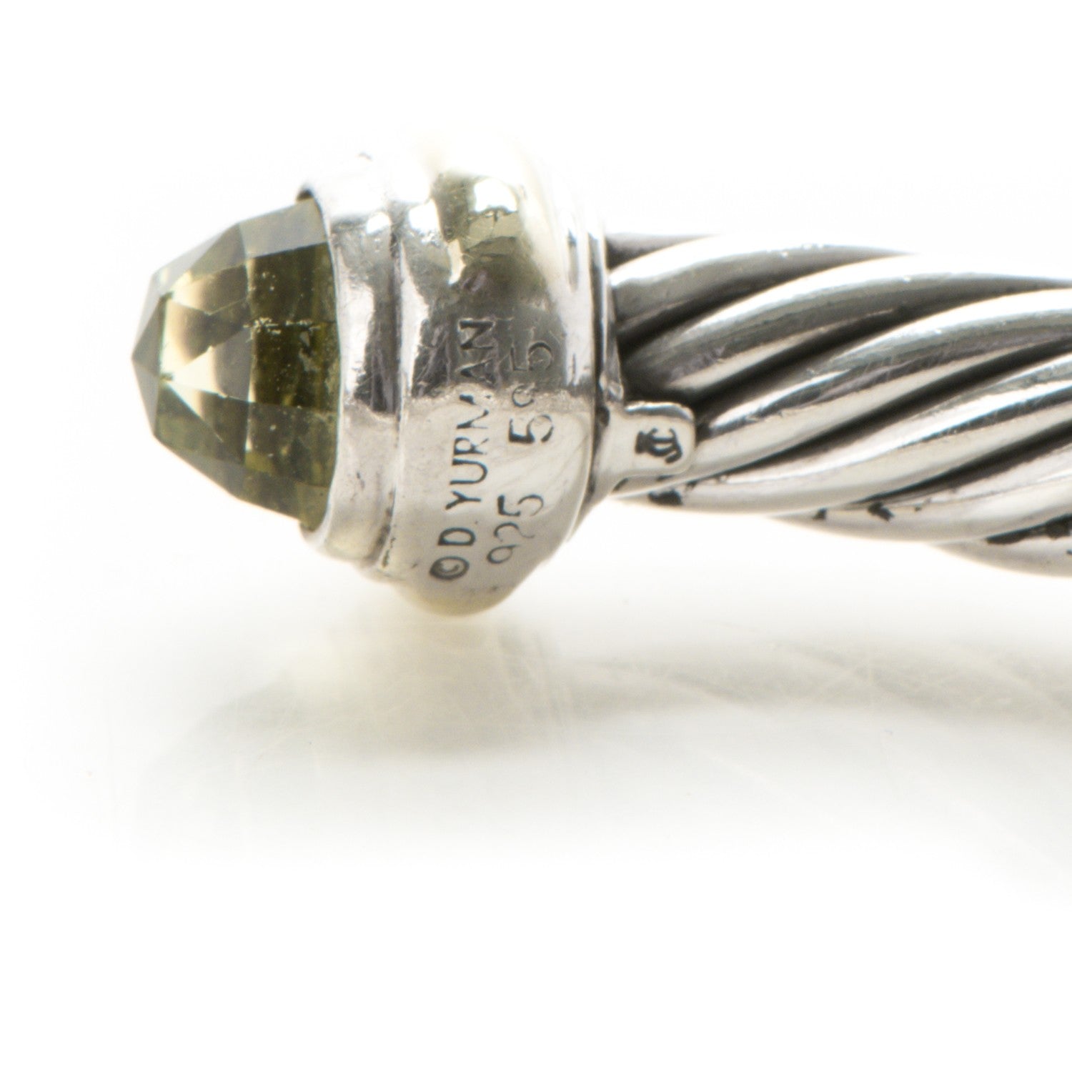 David Yurman Sterling Silver 14K Yellow Gold Lemon Citrine 7mm Cable Classics Bracelet 4 of 5
