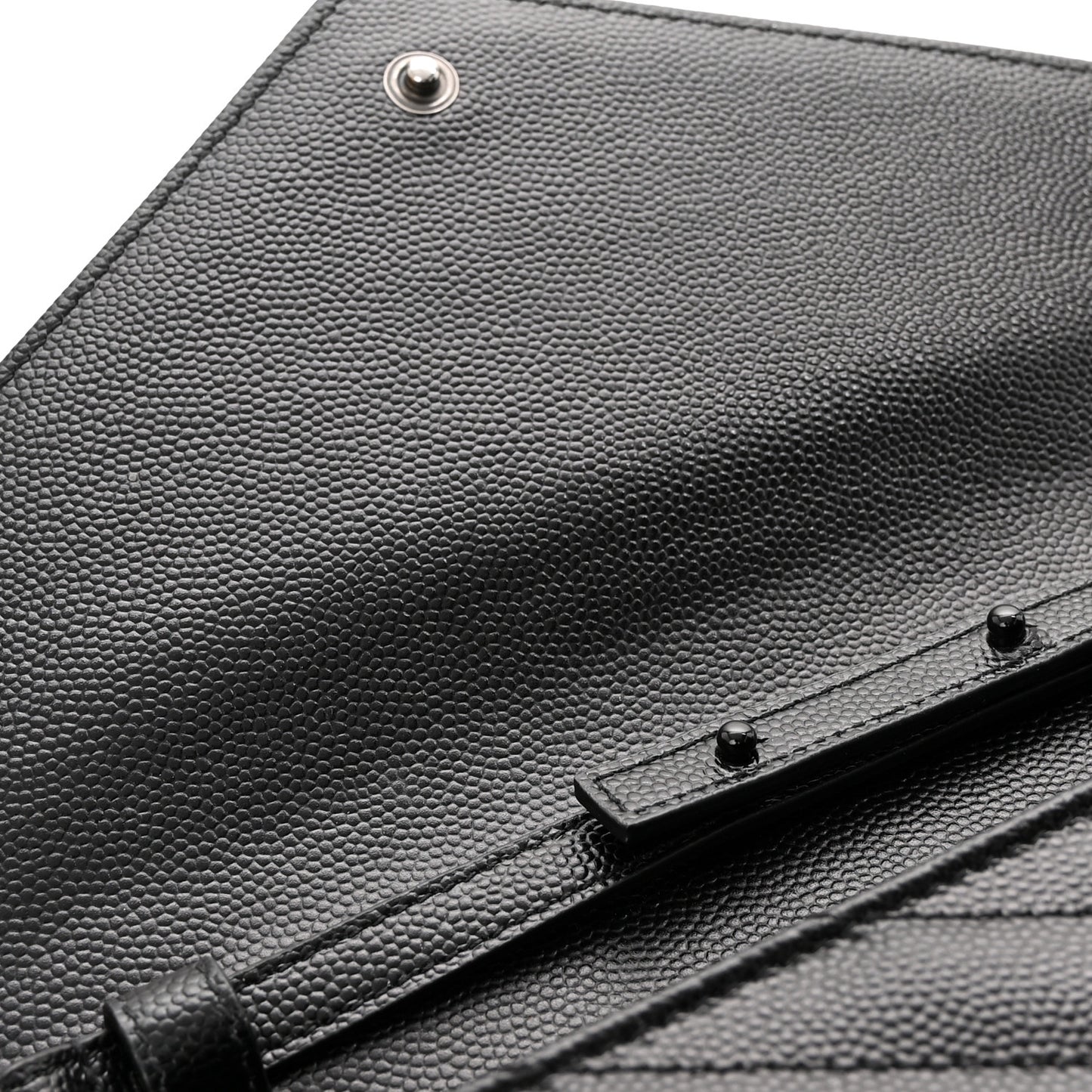 Grain De Poudre Matelasse Chevron Monogram Monochrome Chain Wallet Black