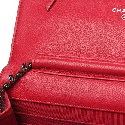 Chanel Caviar Quilted Wallet on Chain WOC Red 10 of 16