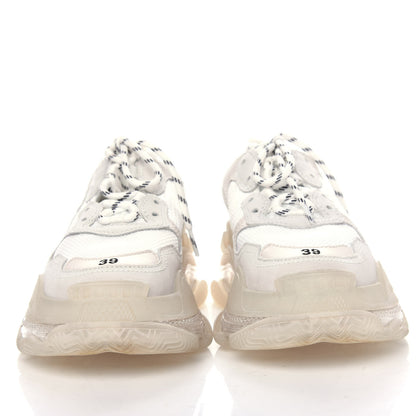 Balenciaga Fabric Mesh Clear Sole Womens Triple S Sneakers 39 White 2 of 10