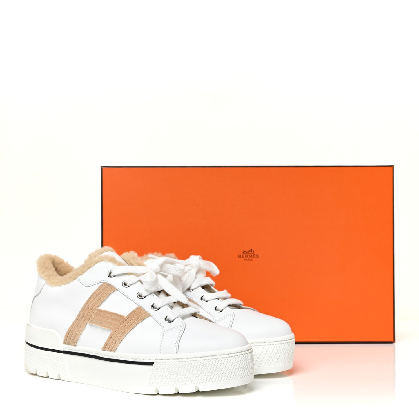 Calfskin Woolskin Dare Sneakers 37 White Ecru