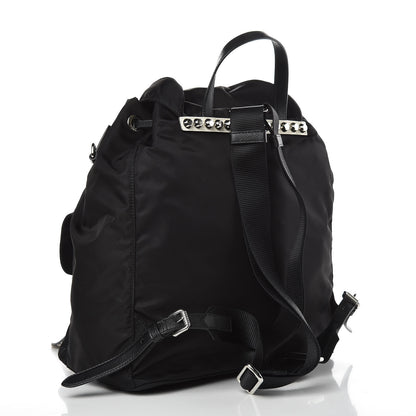 Prada Nylon New Vela Studded Backpack Black White 3 of 7