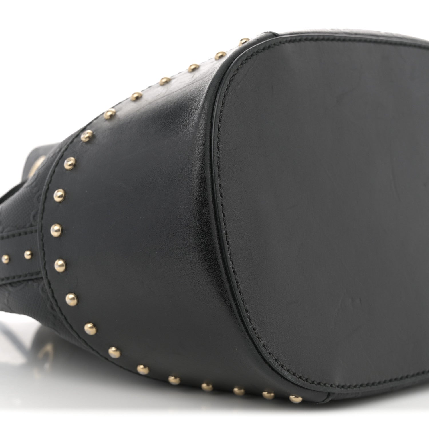 Gucci HIlary Lux GG Monogram Embossed Studded Small Bucket Bag Black 8 of 13