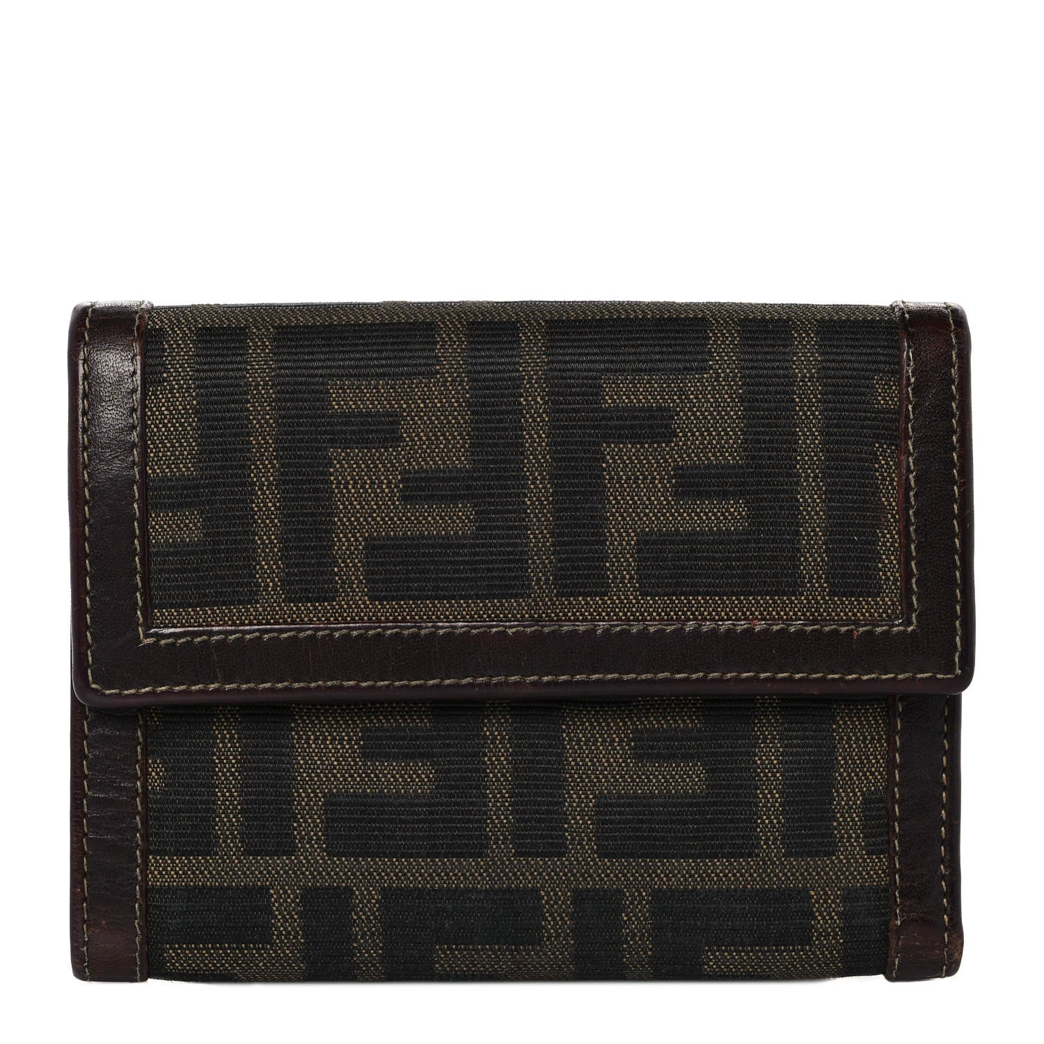 Fendi Zucca Compact Wallet Tobacco 1 of 9