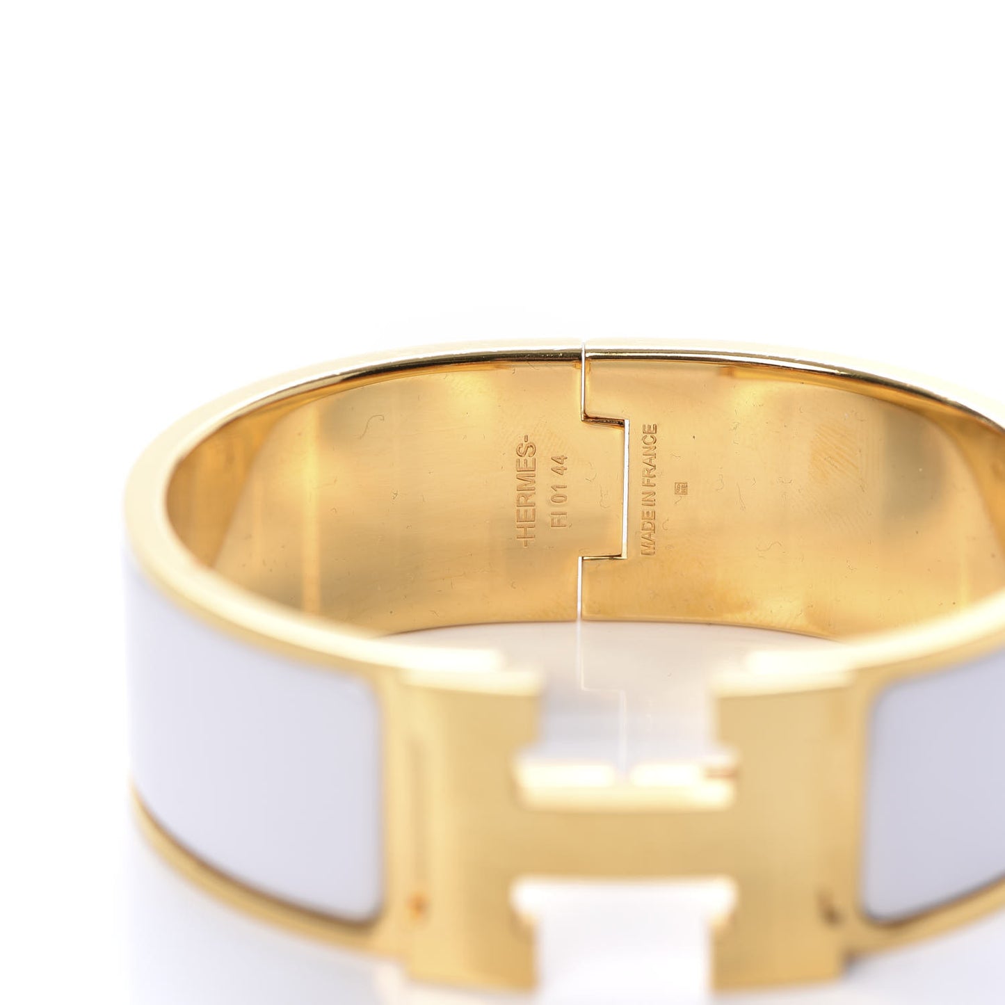 Enamel Wide Clic Clac H Bracelet PM White