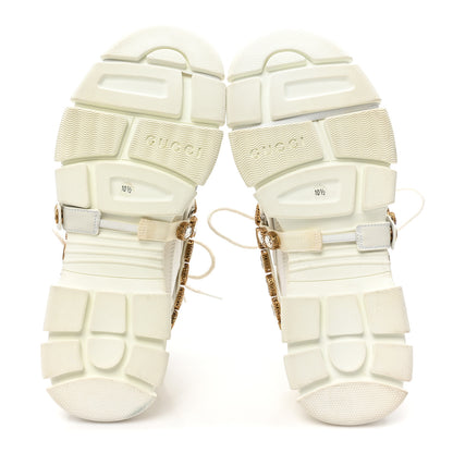 Gucci X SEGA Mesh Calfskin Suede Removable Crystals Mens Flashtrek Sneakers 10.5 Great White 5 of 7