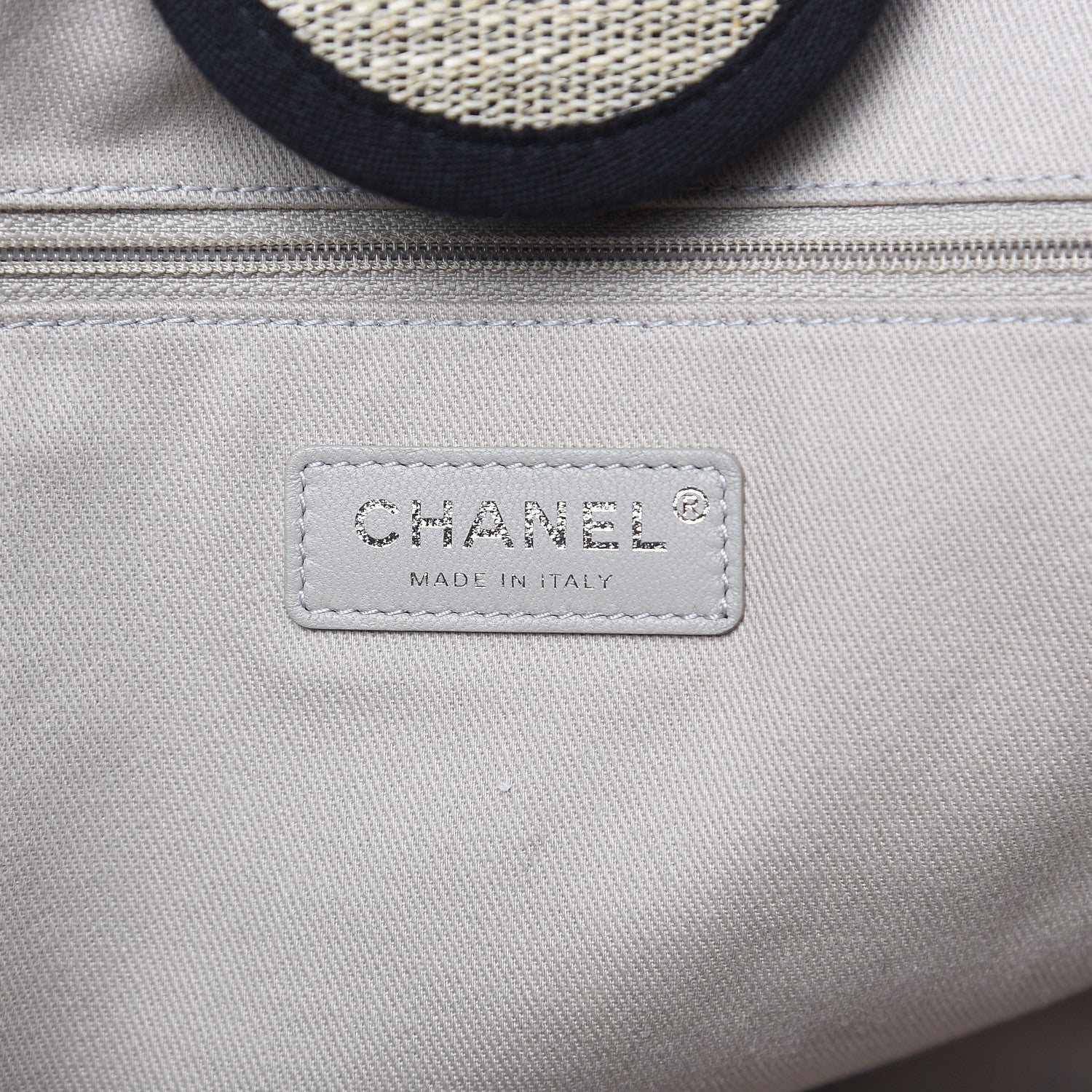 Chanel Striped Canvas Medium Deauville Tote Grey Black 6 of 9