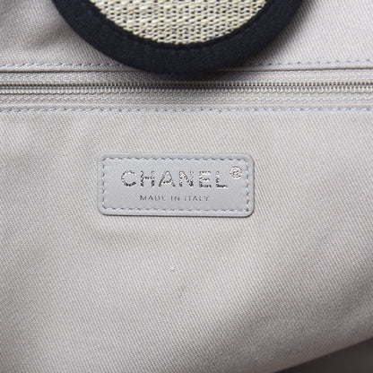 Chanel Striped Canvas Medium Deauville Tote Grey Black 6 of 9