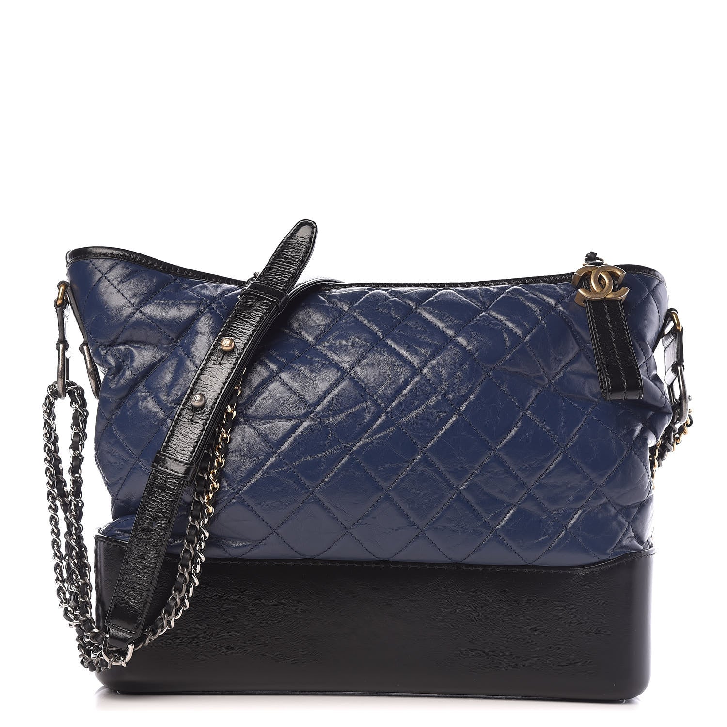 Chanel Aged Calfskin Quilted Large Gabrielle Hobo Navy Black 1 of 17