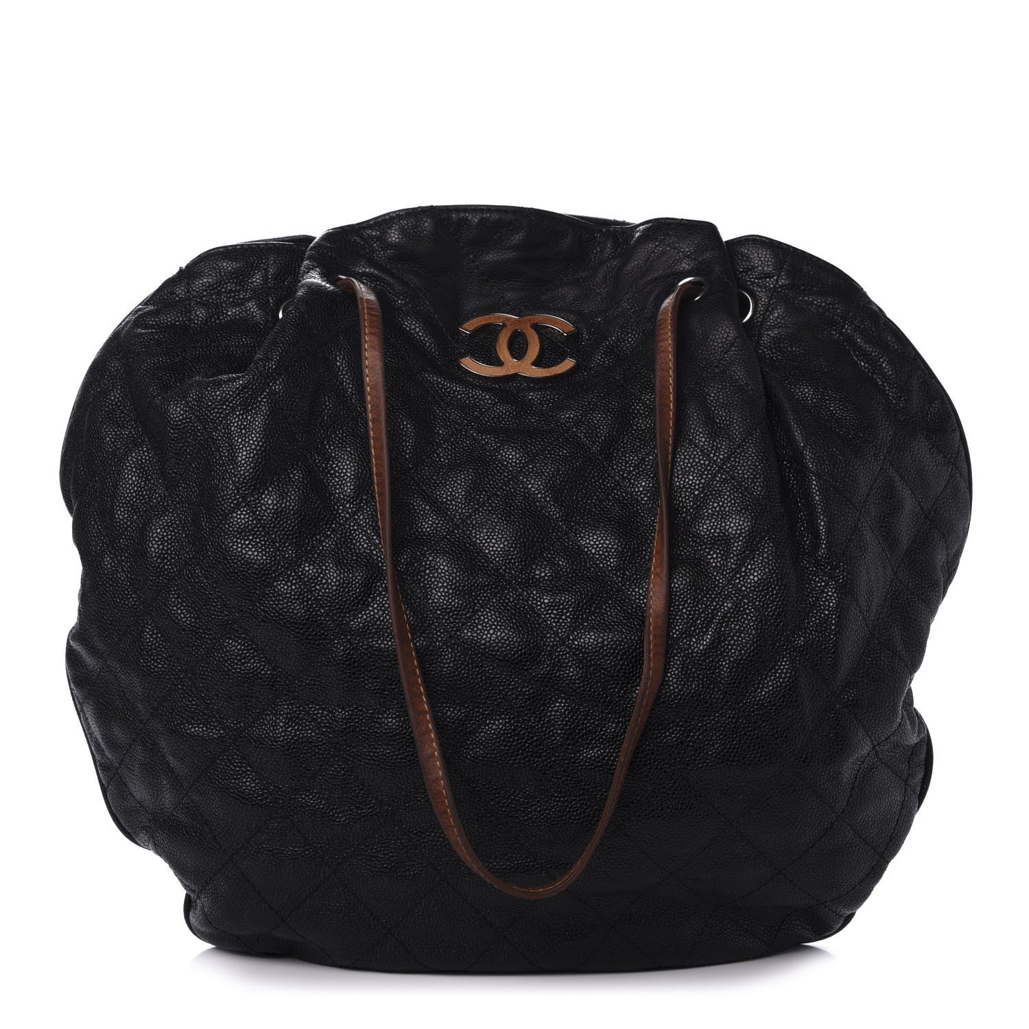 Chanel Crumpled Grained Calfskin Drawstring Tote Black 1 of 14