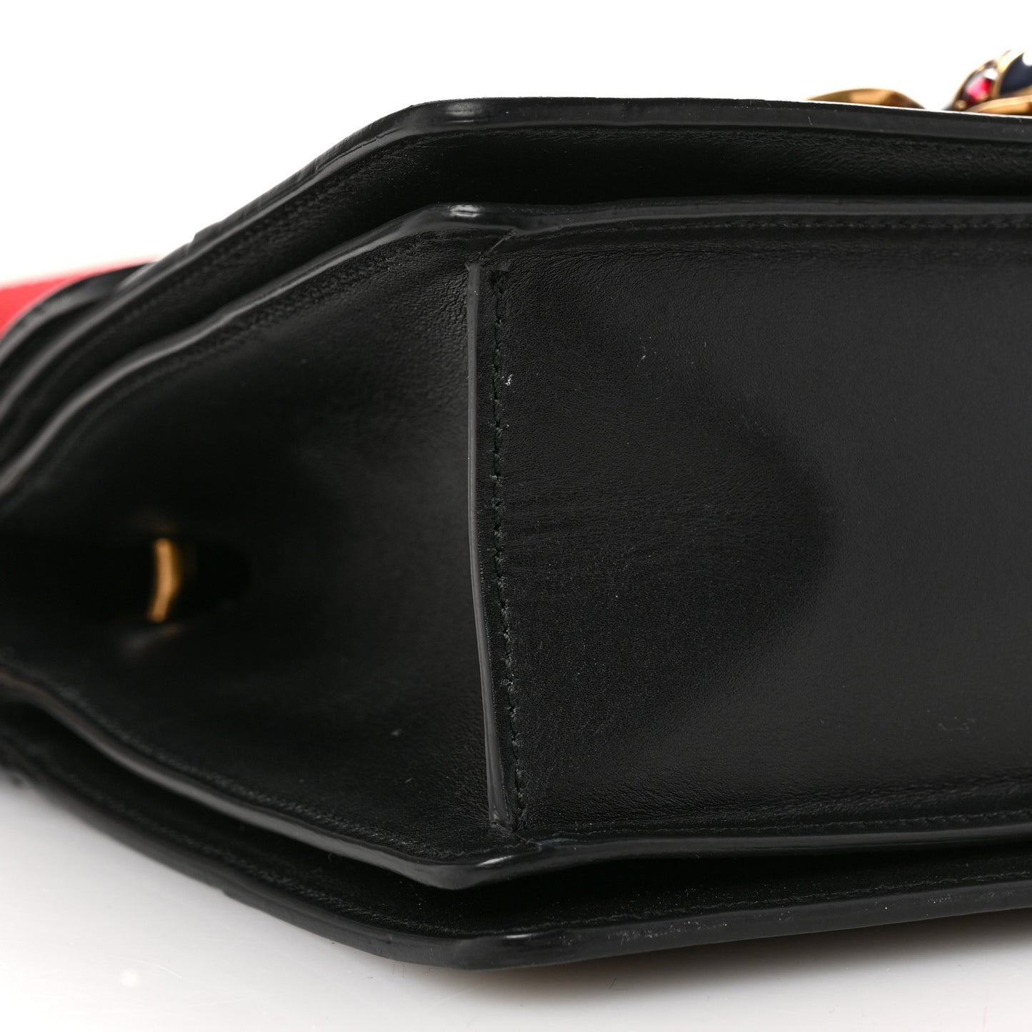 Calfskin Sylvie Web Small Queen Margaret Top Handle Bag Black