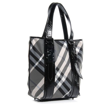 Burberry Patent Trim Smoked Check Tote Black 3 of 8
