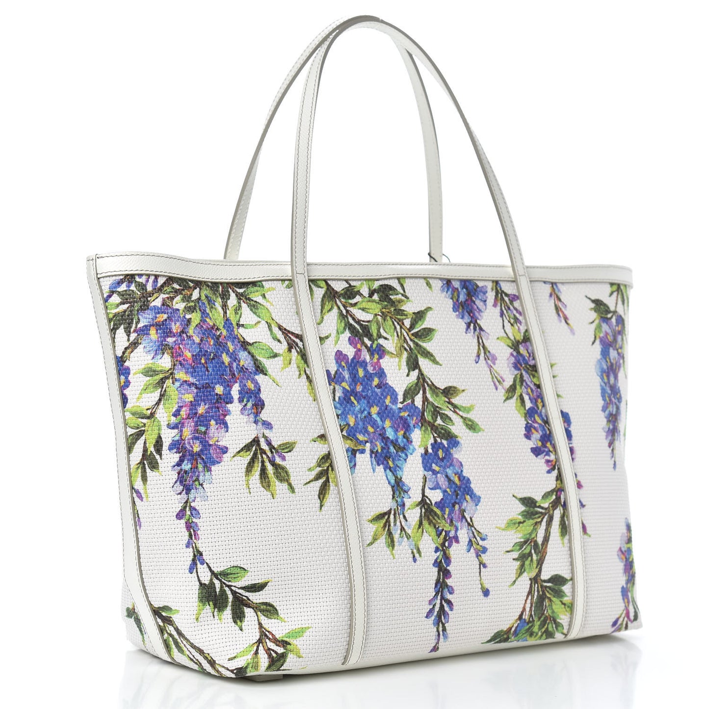 Woven Canvas Floral Print Small Escape Tote White Multicolor