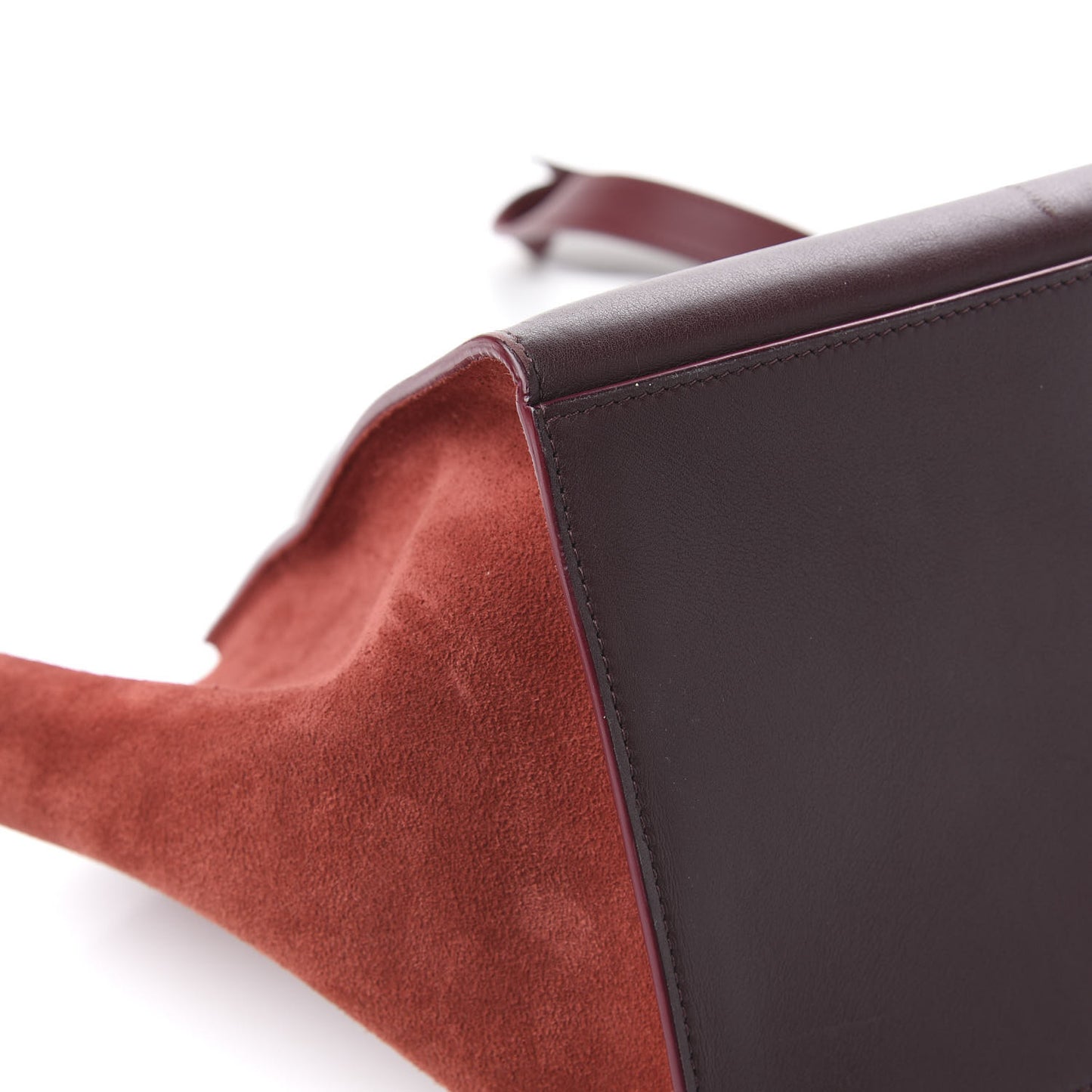 Drummed Calfskin Suede Medium Trapeze Burgundy