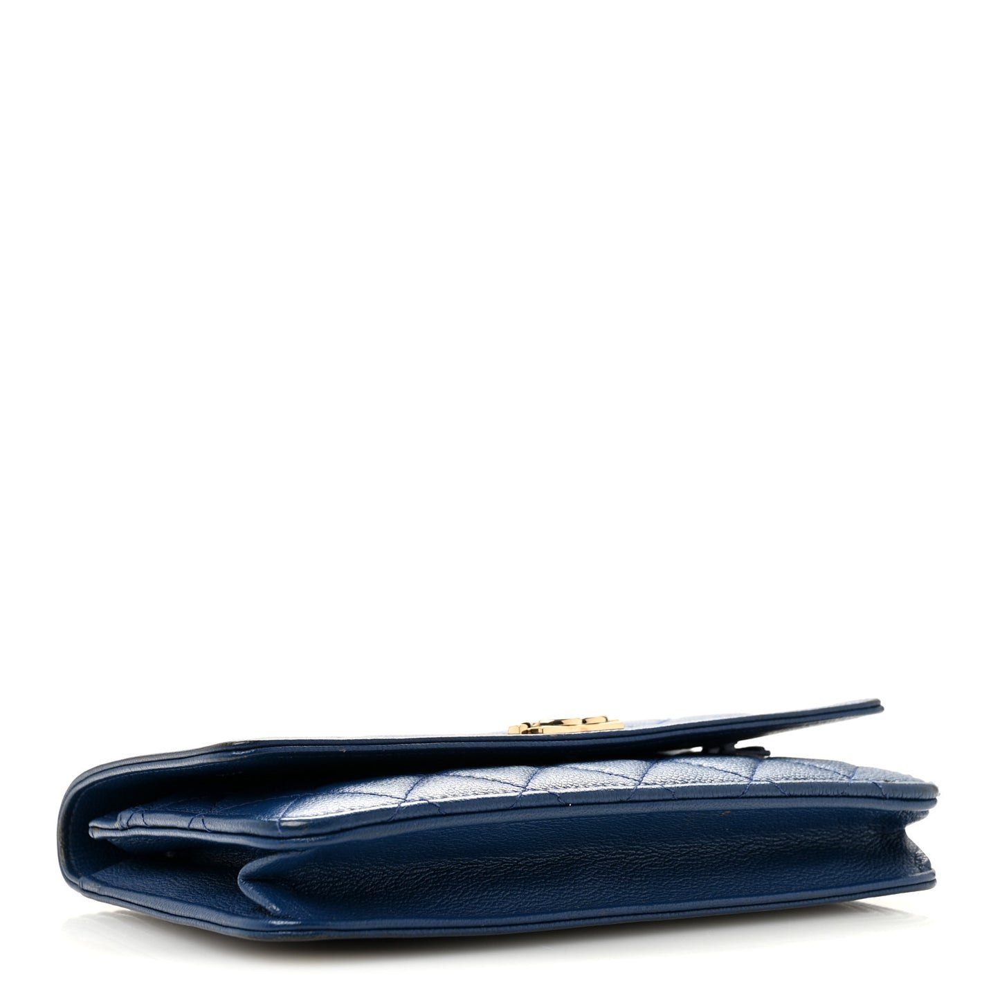 Caviar Quilted Boy Wallet On Chain WOC Dark Blue