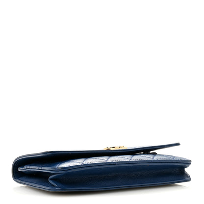 Chanel Caviar Quilted Boy Wallet On Chain WOC Dark Blue 4 of 15