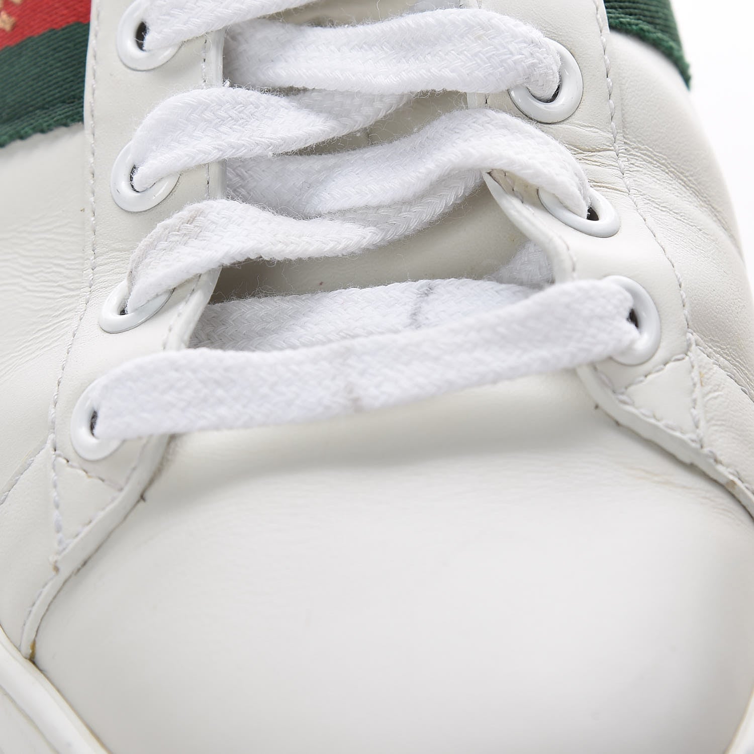 Gucci Calfskin Ayers Bee Embroidered Ace Sneakers 38.5 White Green 13 of 27
