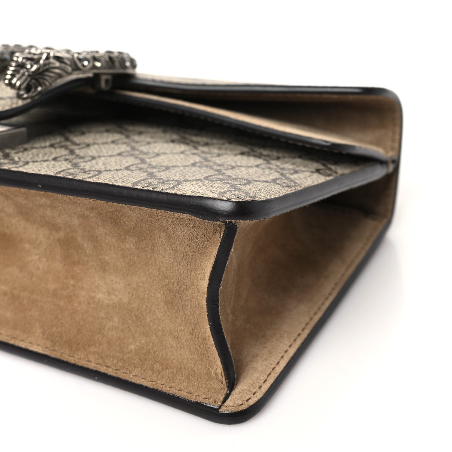 Gucci GG Supreme Monogram Suede Crystal Small Dionysus Shoulder Bag Beige Ebony Taupe 10 of 10