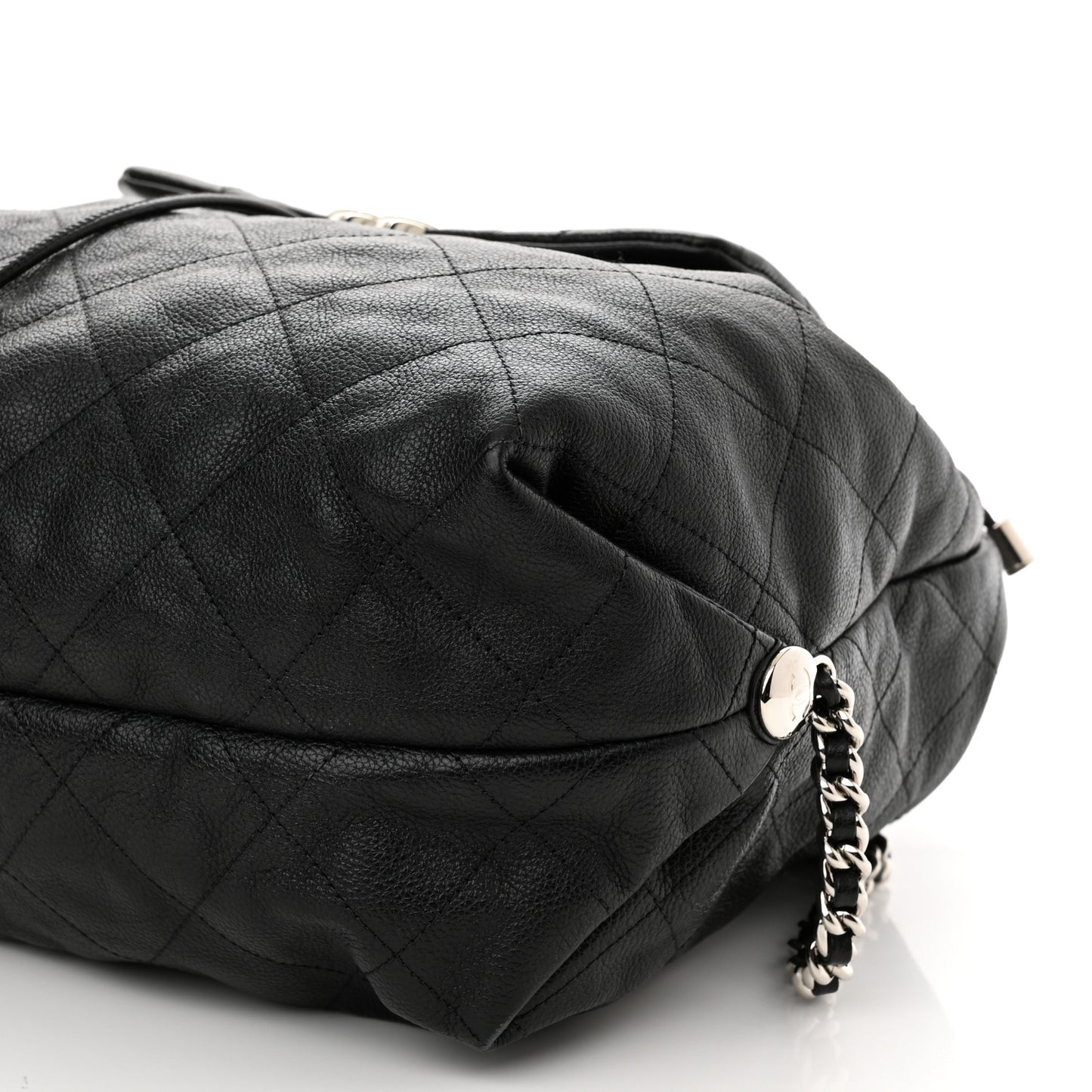 Grained Calfskin Stitched Braided With Style Backpack Black