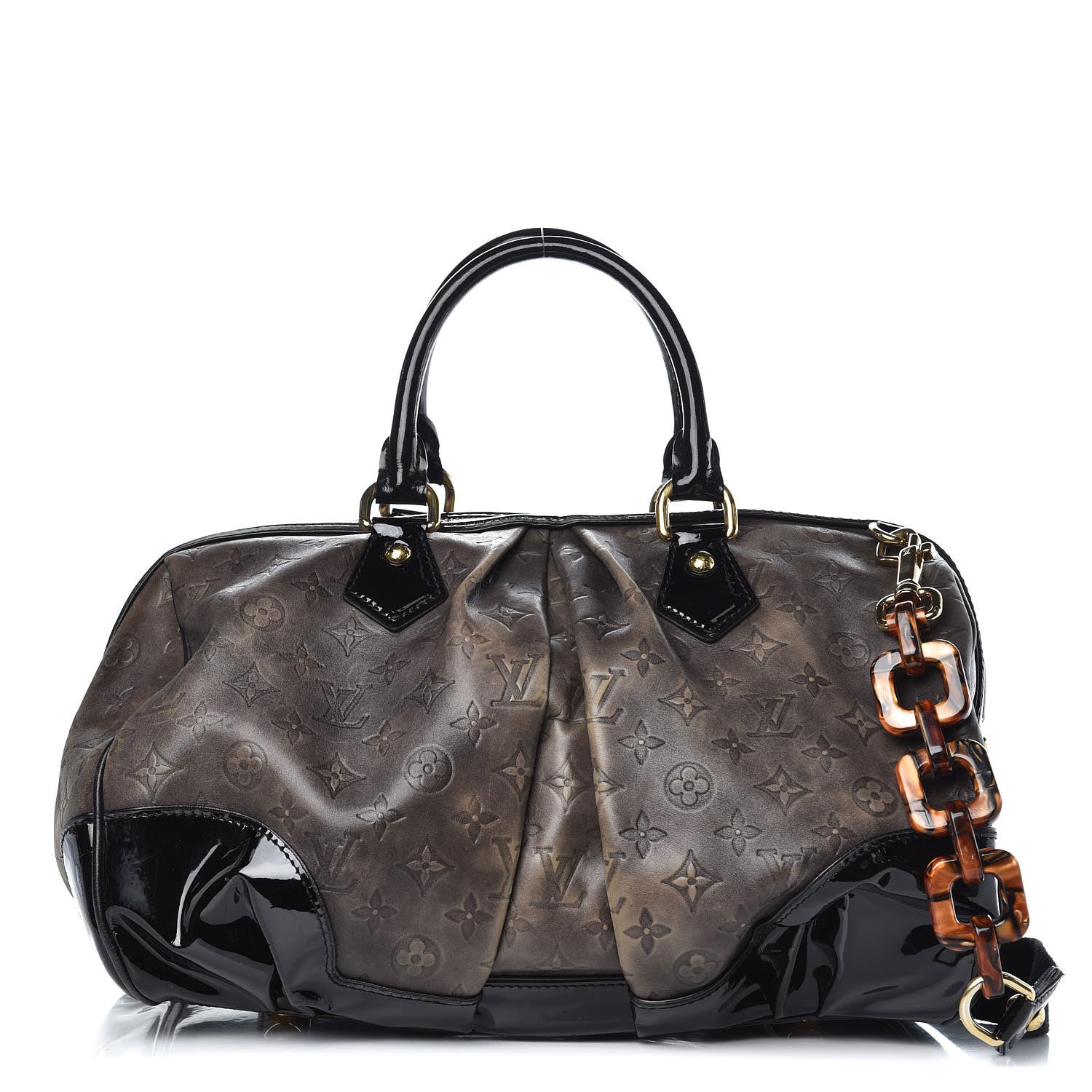 Louis Vuitton Cuir Patent Embossed Monogram Stephen Bag Grey 1 of 18
