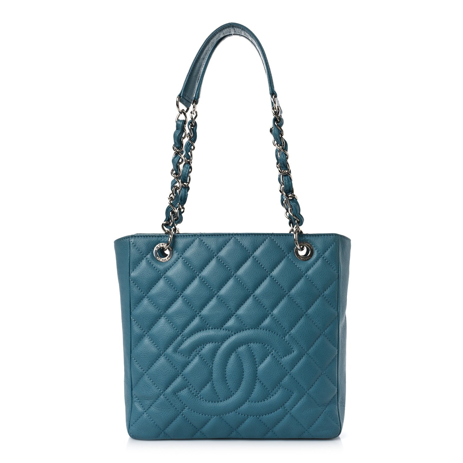Chanel Caviar Quilted Petit Shopping Tote PST Blue 1 of 10