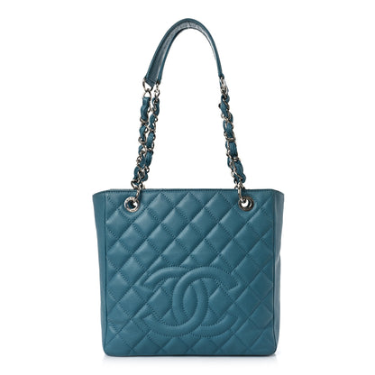 Chanel Caviar Quilted Petit Shopping Tote PST Blue 1 of 10