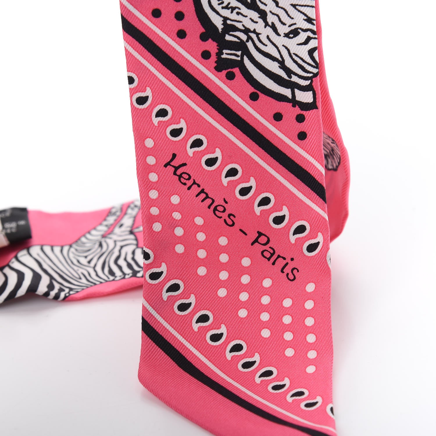 Hermes Silk Les Zebres Twilly Rose Bonbon Black 2 of 3