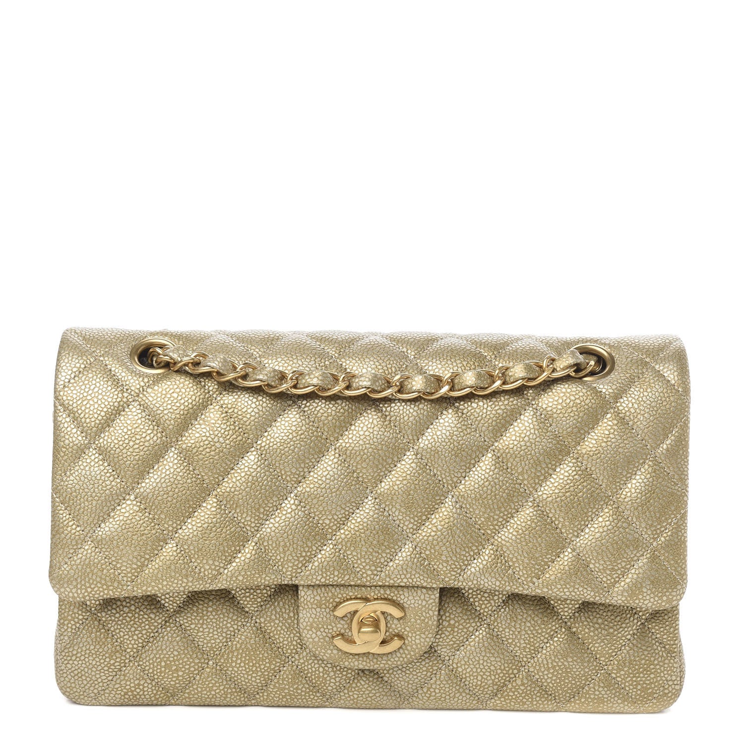 Chanel Metallic Caviar Quilted Medium Double Flap Gold 1 of 10